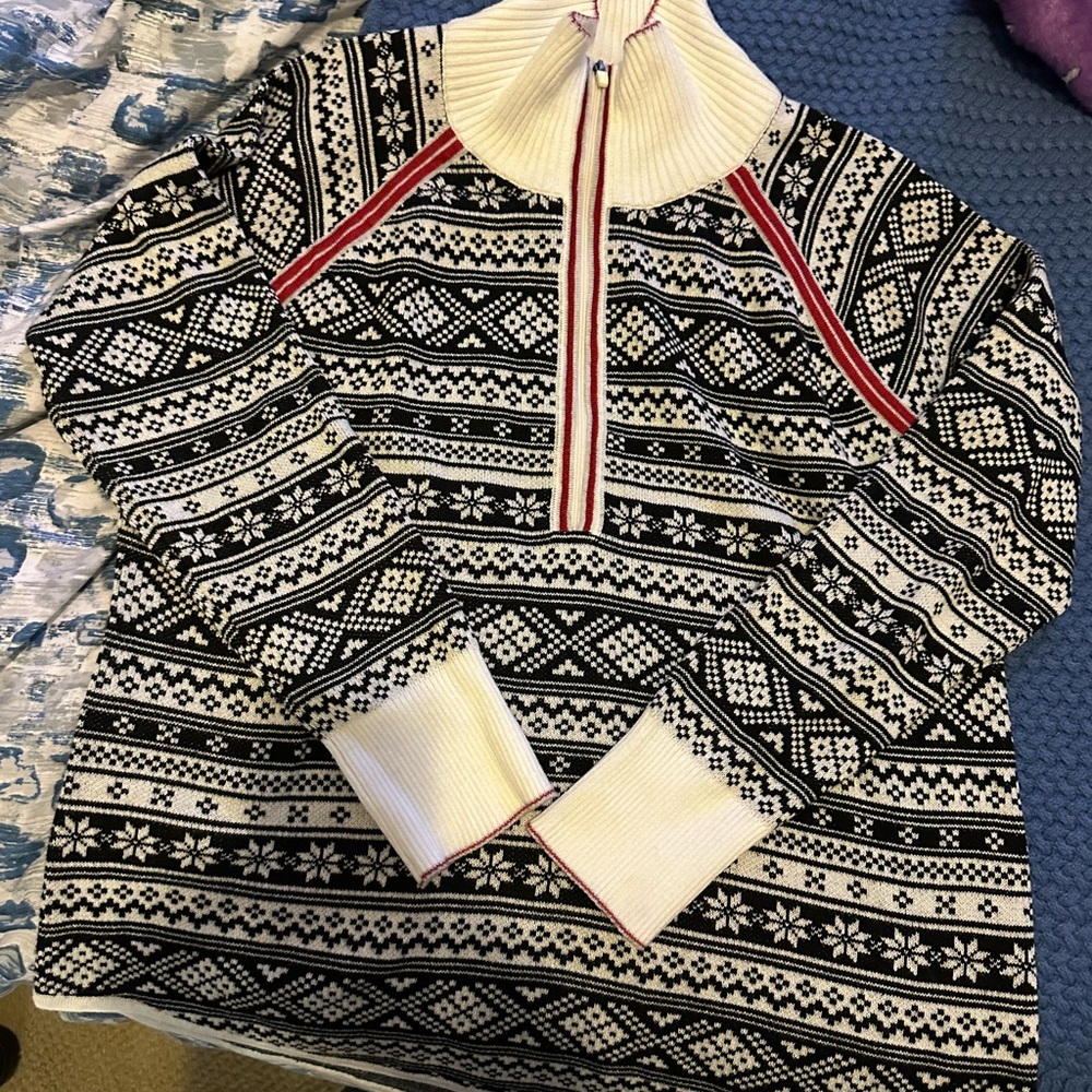 Eddie Bauer Black and White Nordic Sweater